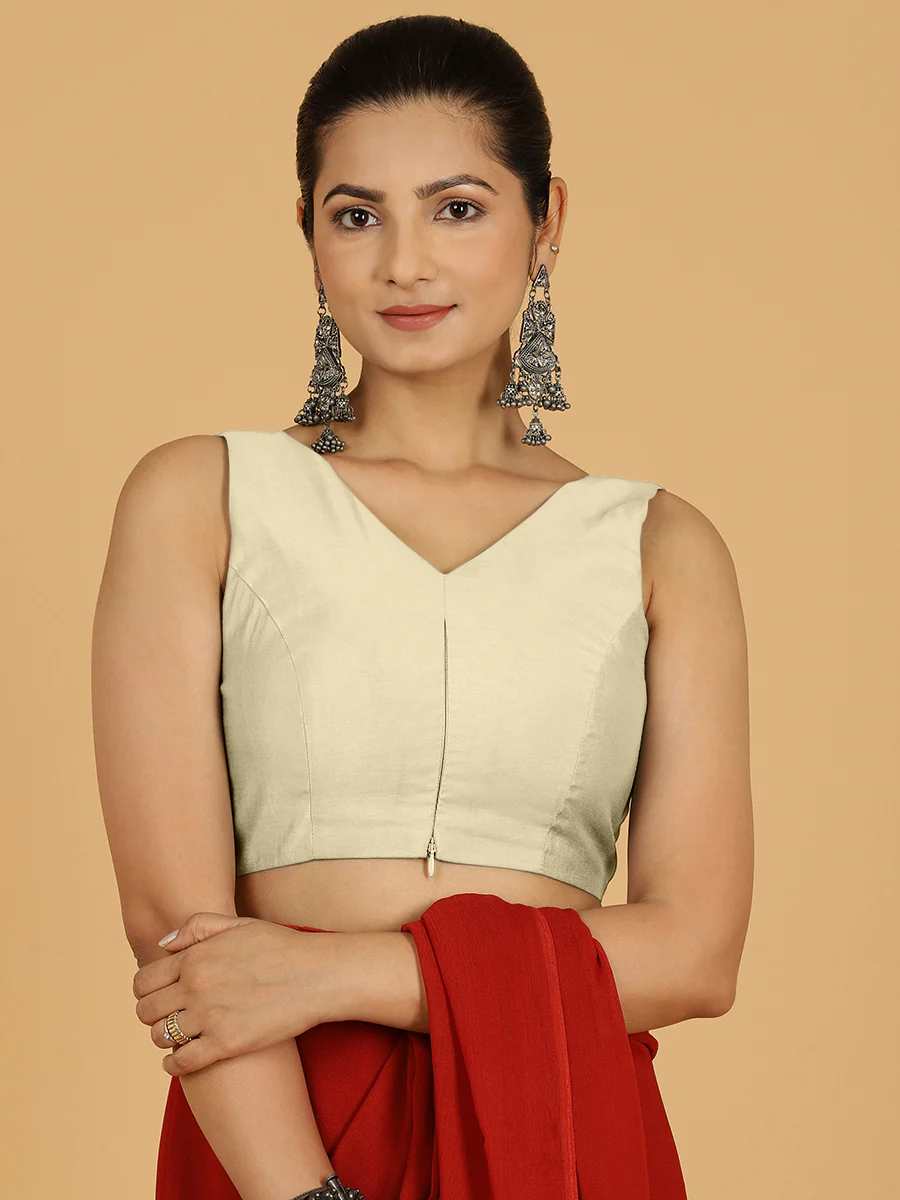 Hema x Rozaana | Saree Blouse in Ivory - Image 9