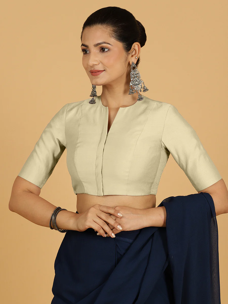 Simar x Rozaana | Saree Blouse in Ivory - Image 5