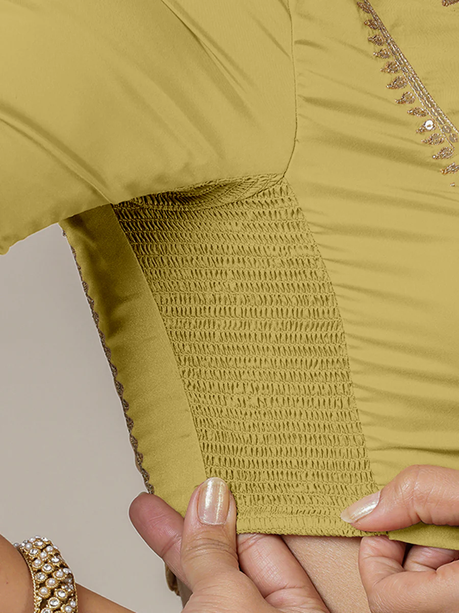 Zohra x Luxe | Lemon Yellow Saree Blouse w/ FlexiFit™ Side Seam - Image 3