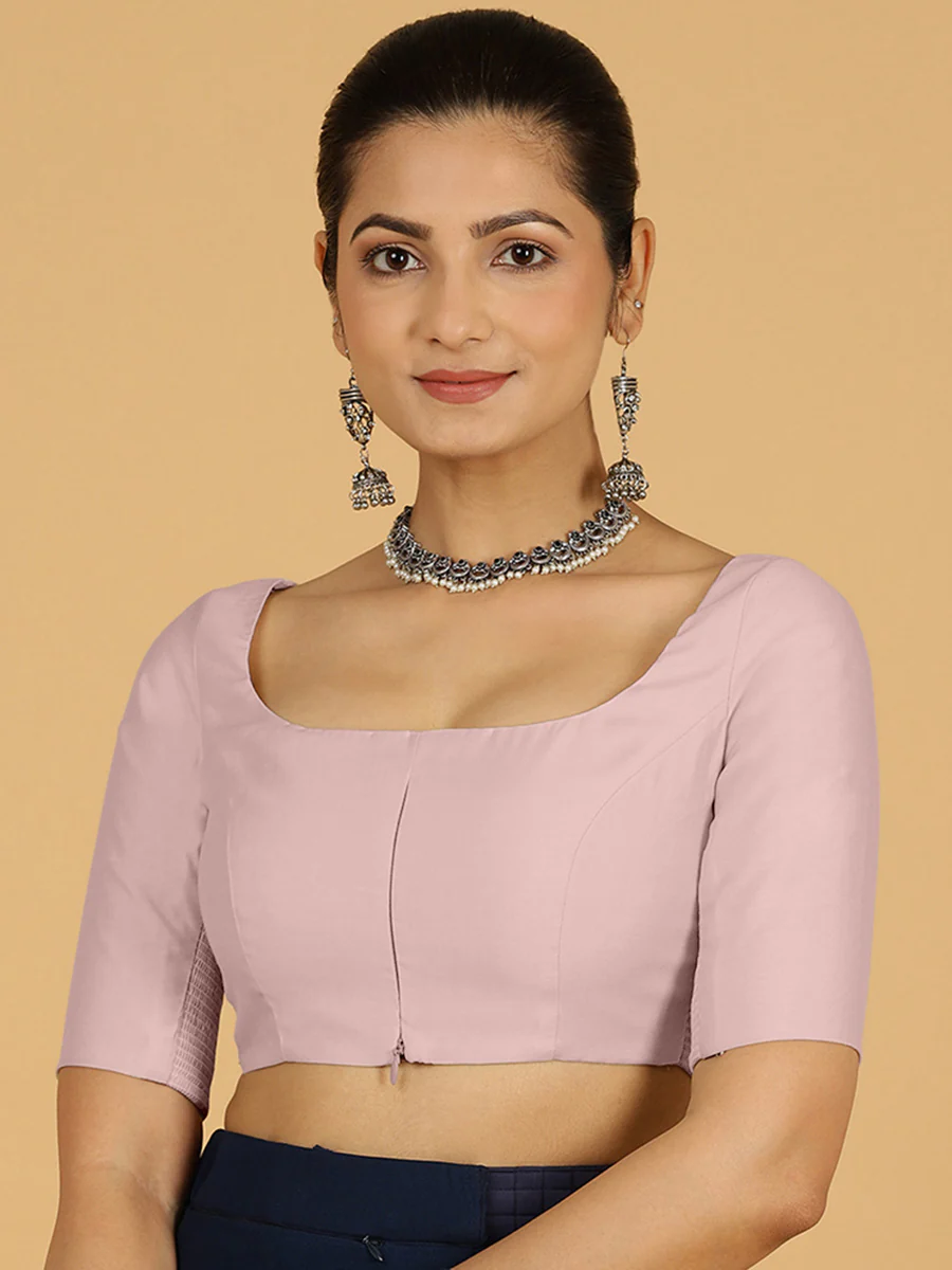 Nidhi x Rozaana | Elbow Sleeves Saree Blouse in Lilac - Image 9