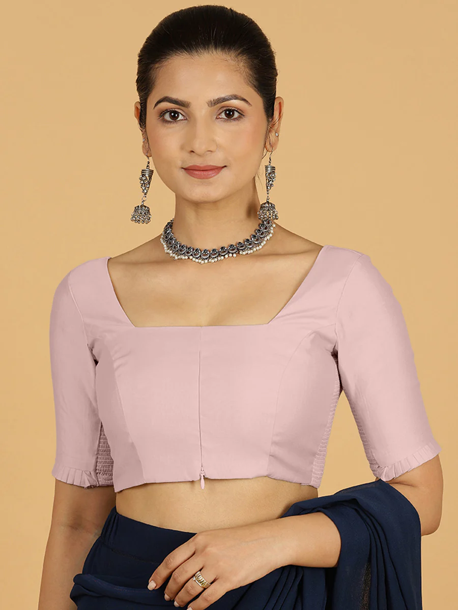 Nihira x Rozaana | Elbow Sleeves Saree Blouse in Lilac - Image 11