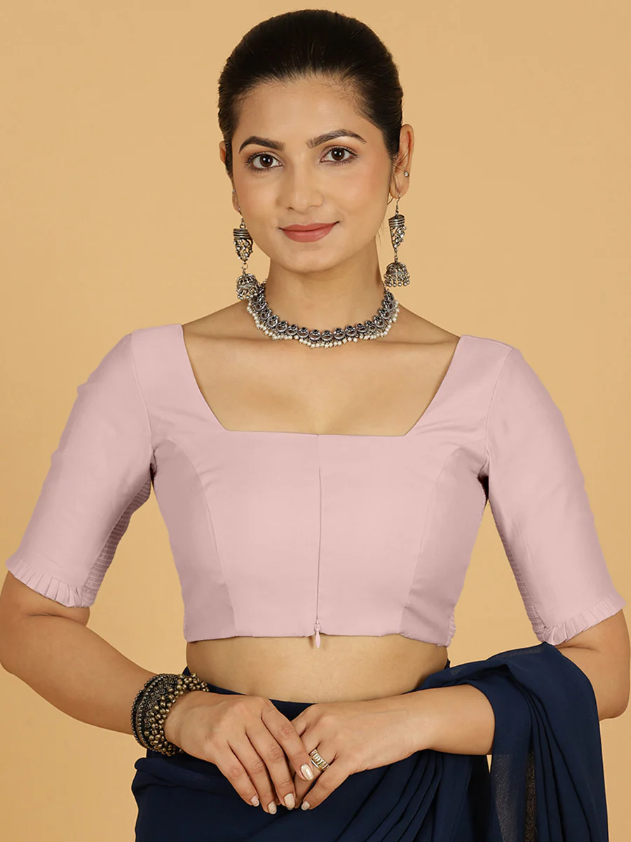 Nihira x Rozaana | Elbow Sleeves Saree Blouse in Lilac - Image 12