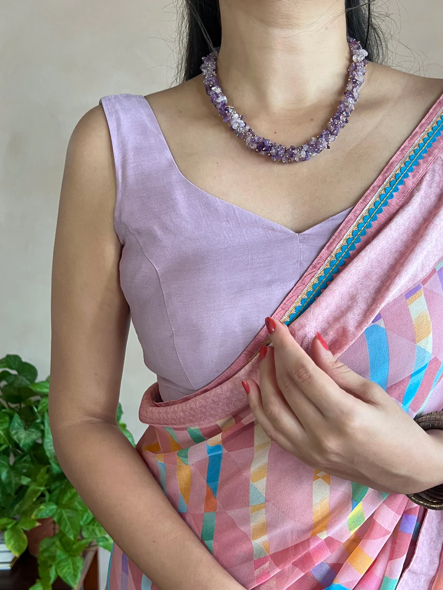 Nitya x Rozaana | Sleeveless Saree Blouse in Lilac - Image 15