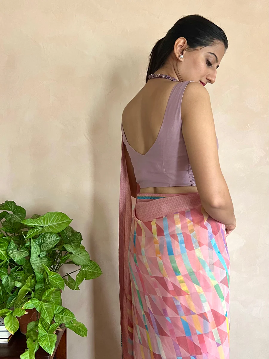 Nitya x Rozaana | Sleeveless Saree Blouse in Lilac - Image 20