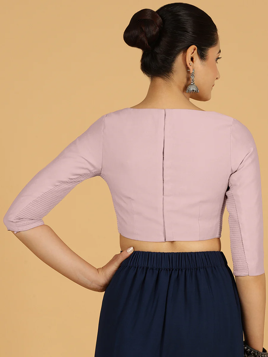 Tamanna x Rozaana | Three Quarter Sleeves Saree Blouse in Lilac - Image 2