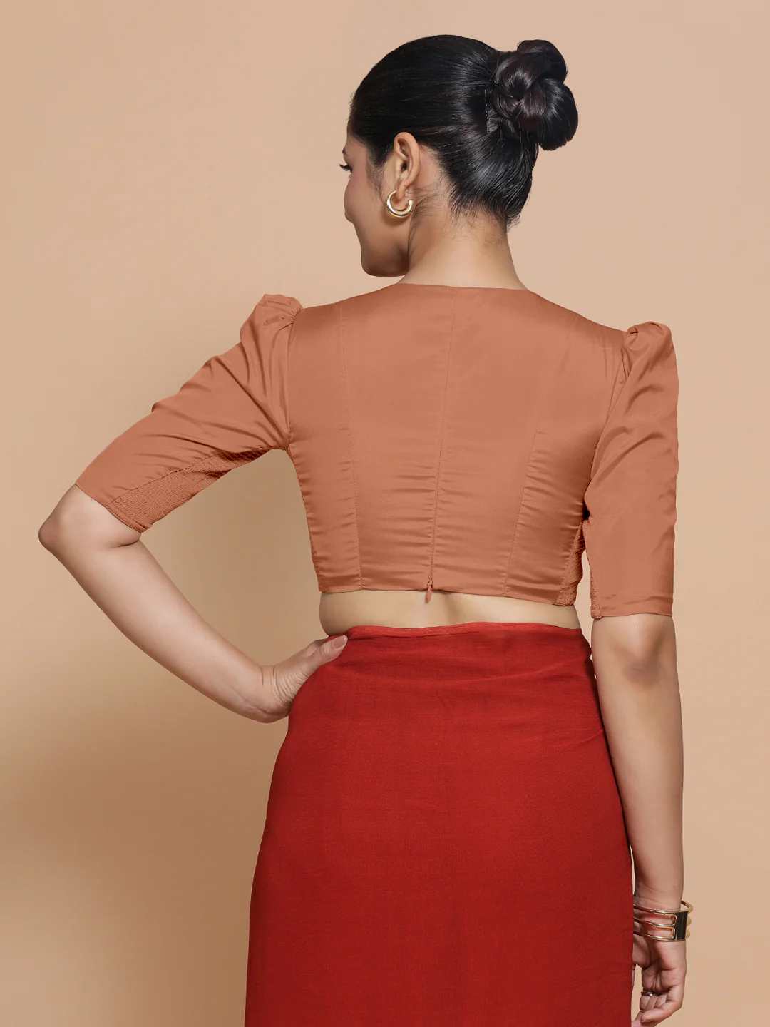 Pavani x Rozaana | Metallic Copper Art Silk Saree Blouse - Image 2