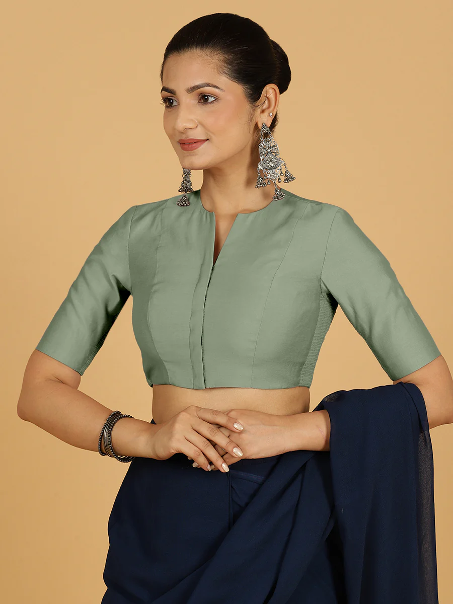 Simar x Rozaana |  Saree Blouse in Mint Green - Image 5