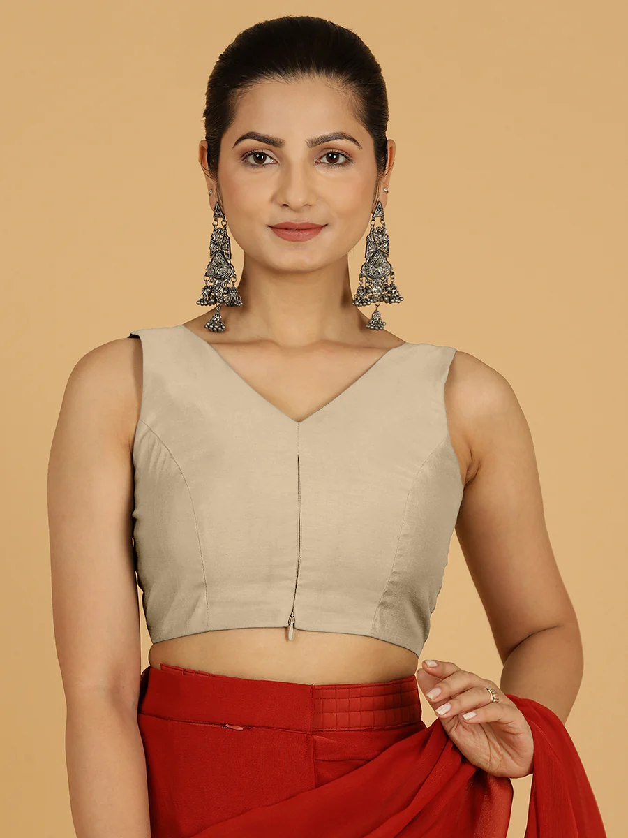 Hema x Rozaana | Saree Blouse in Oyster Grey