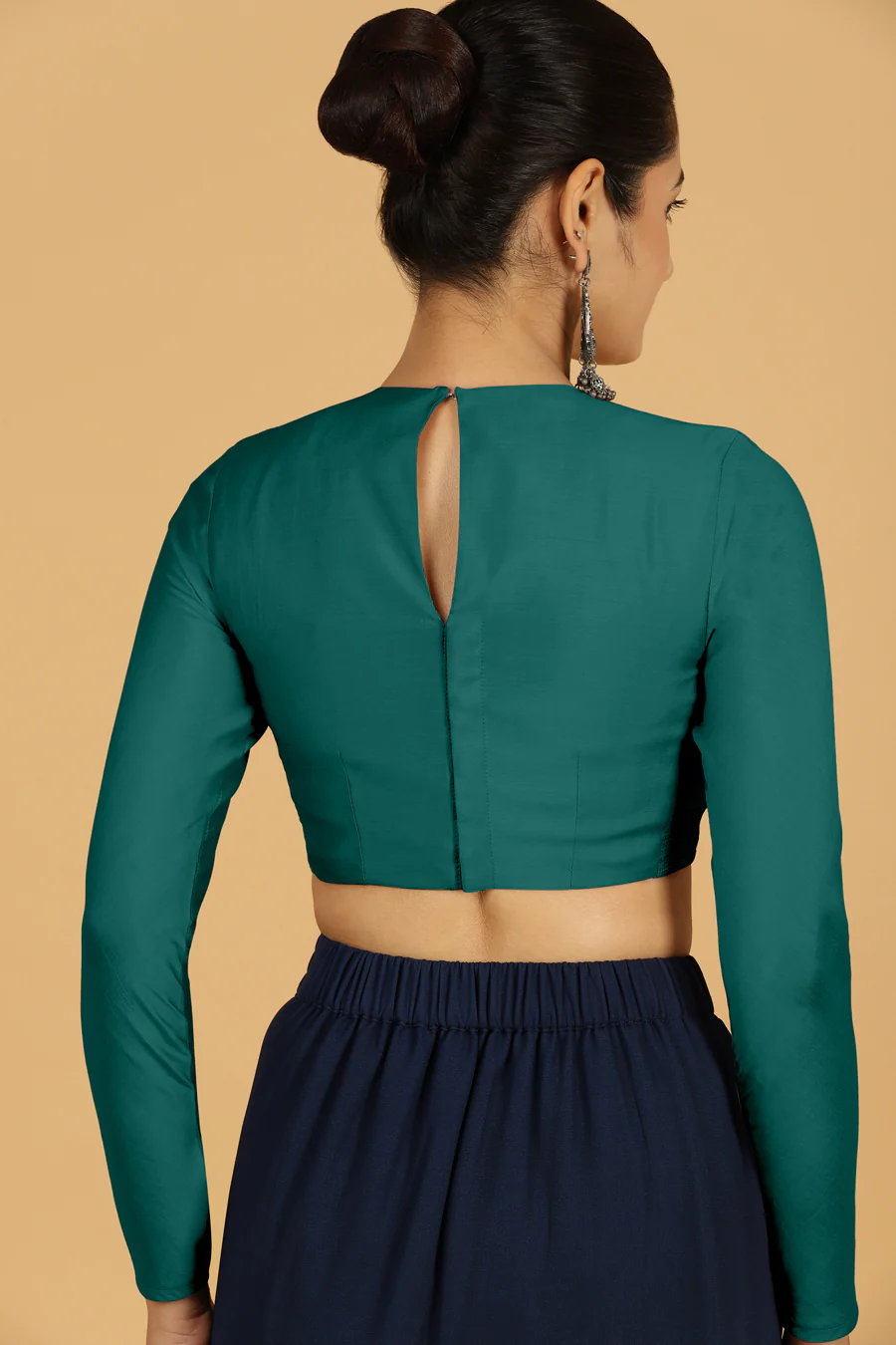 Jaya x Rozaana |  Saree Blouse in Peacock Green - Image 2