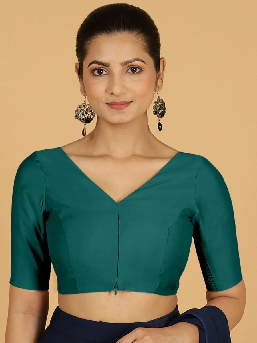 Vedika x Rozaana | Saree Blouse in Peacock Green - Image 9