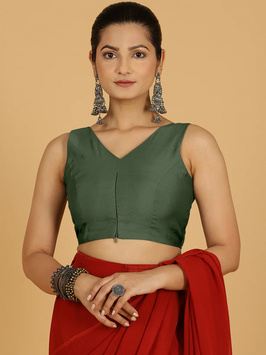 Hema x Rozaana | Saree Blouse in Pine Green - Image 5