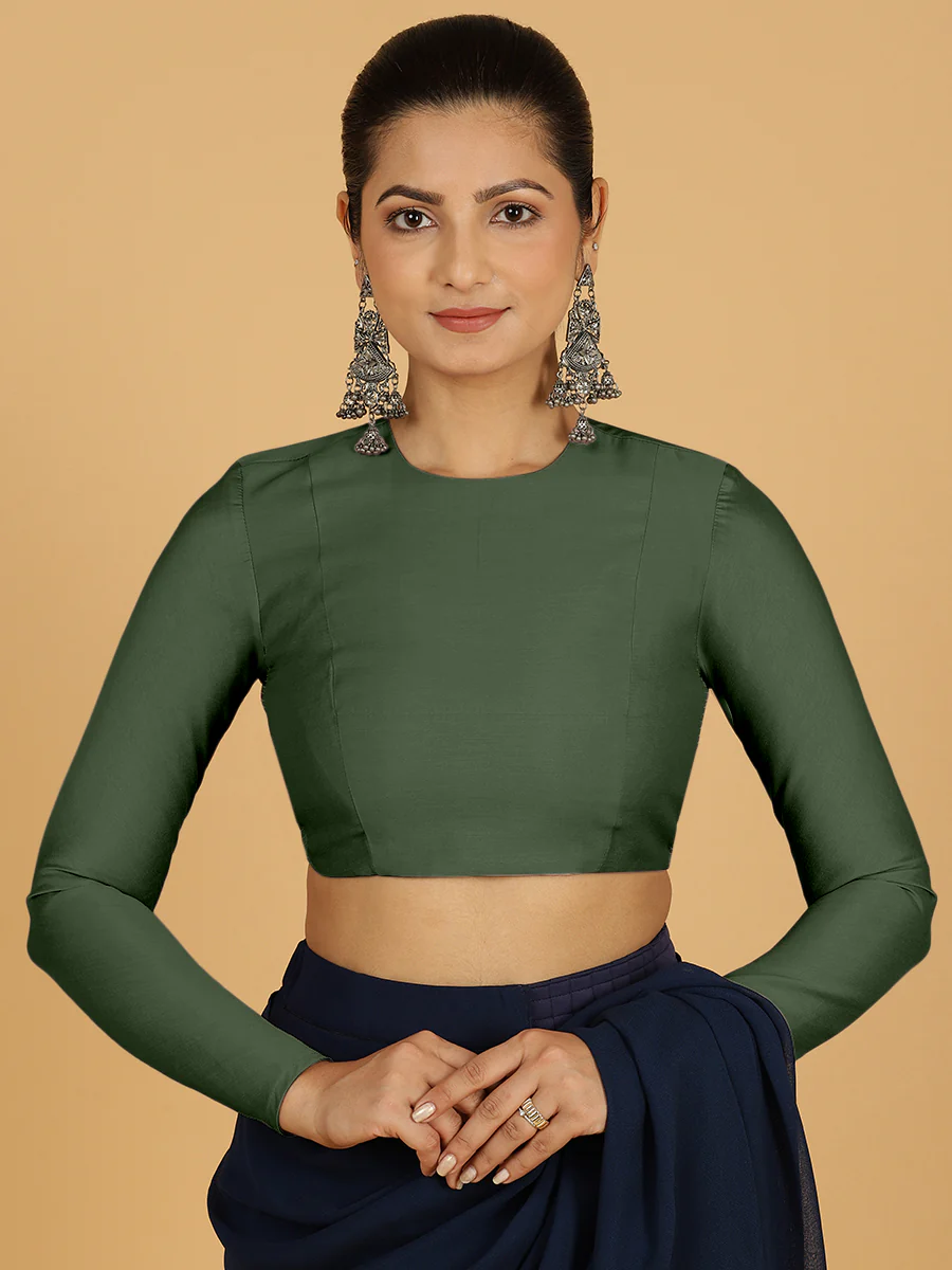 Jaya x Rozaana | Saree Blouse in Pine Green - Image 8