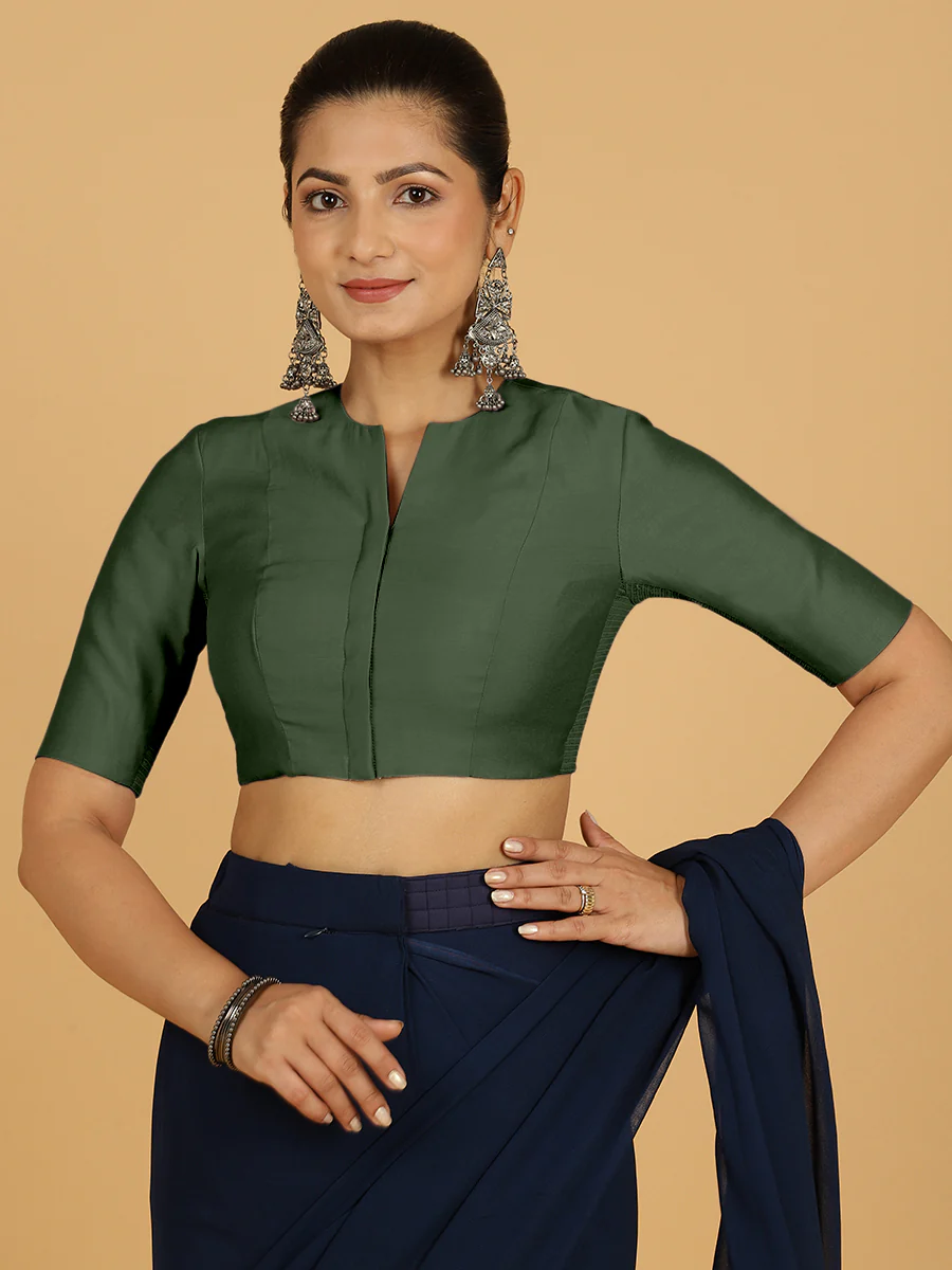 Simar x Rozaana | Saree Blouse in Pine Green - Image 9
