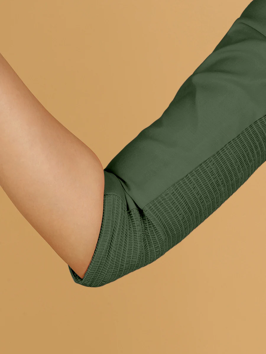 Tamanna x Rozaana | Three Quarter Sleeves Saree Blouse in Pine Green - Image 5