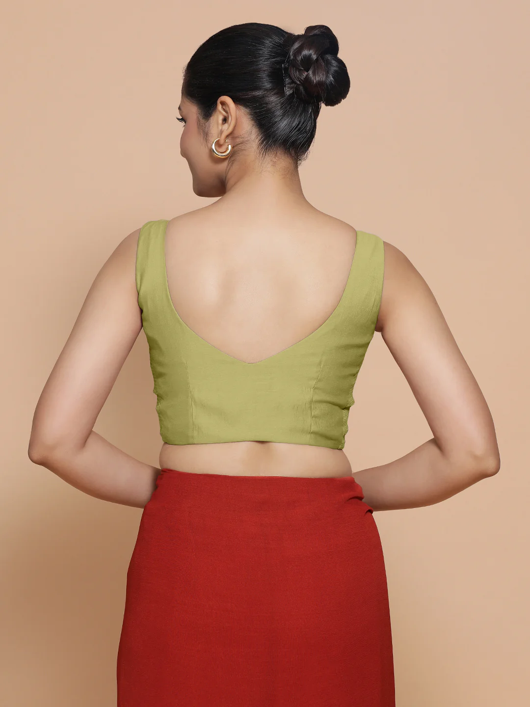 Nitya x Rozaana | Sleeveless Saree Blouse in Pista Green - Image 2