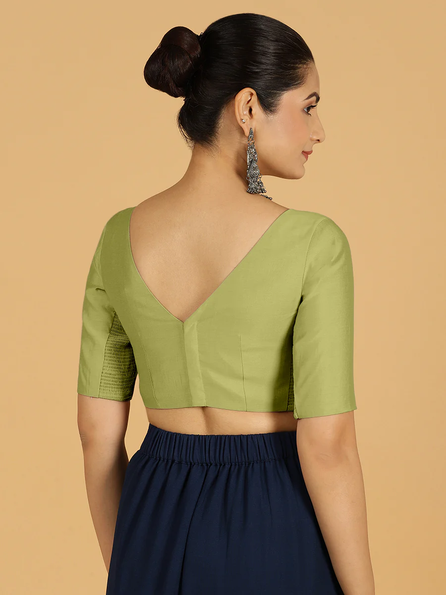 Trisha x Rozaana | Saree Blouse in Pista Green - Image 2
