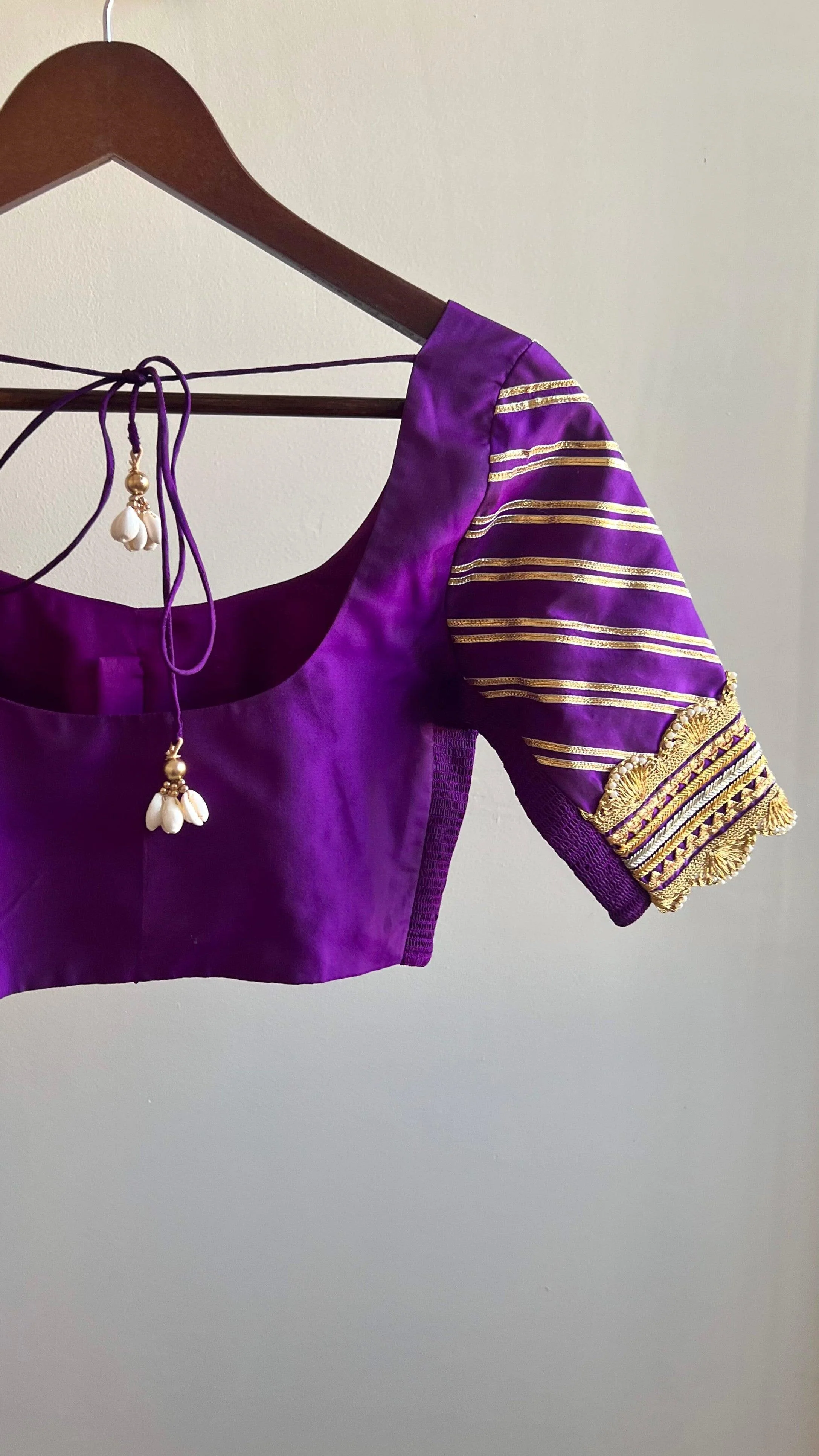 Anisha x Tyohaar | Elbow Sleeves Saree Blouse in Purple - Image 19