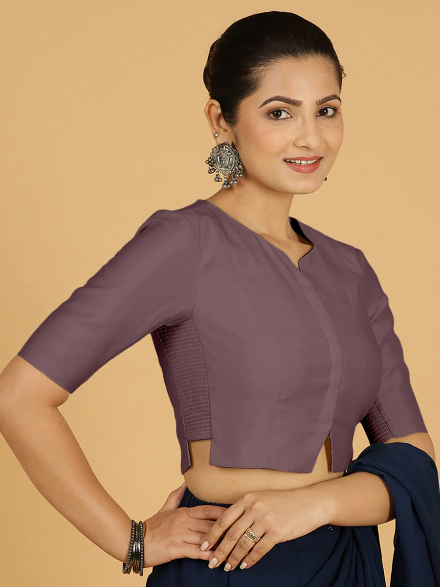Rekha x Rozaana | Long Saree Blouse in Purple Mauve - Image 6