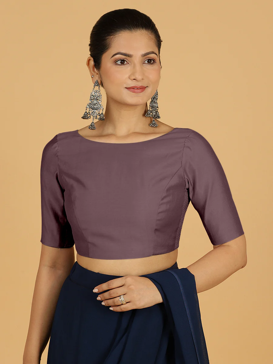 Trisha x Rozaana | Saree Blouse in Purple Mauve - Image 8