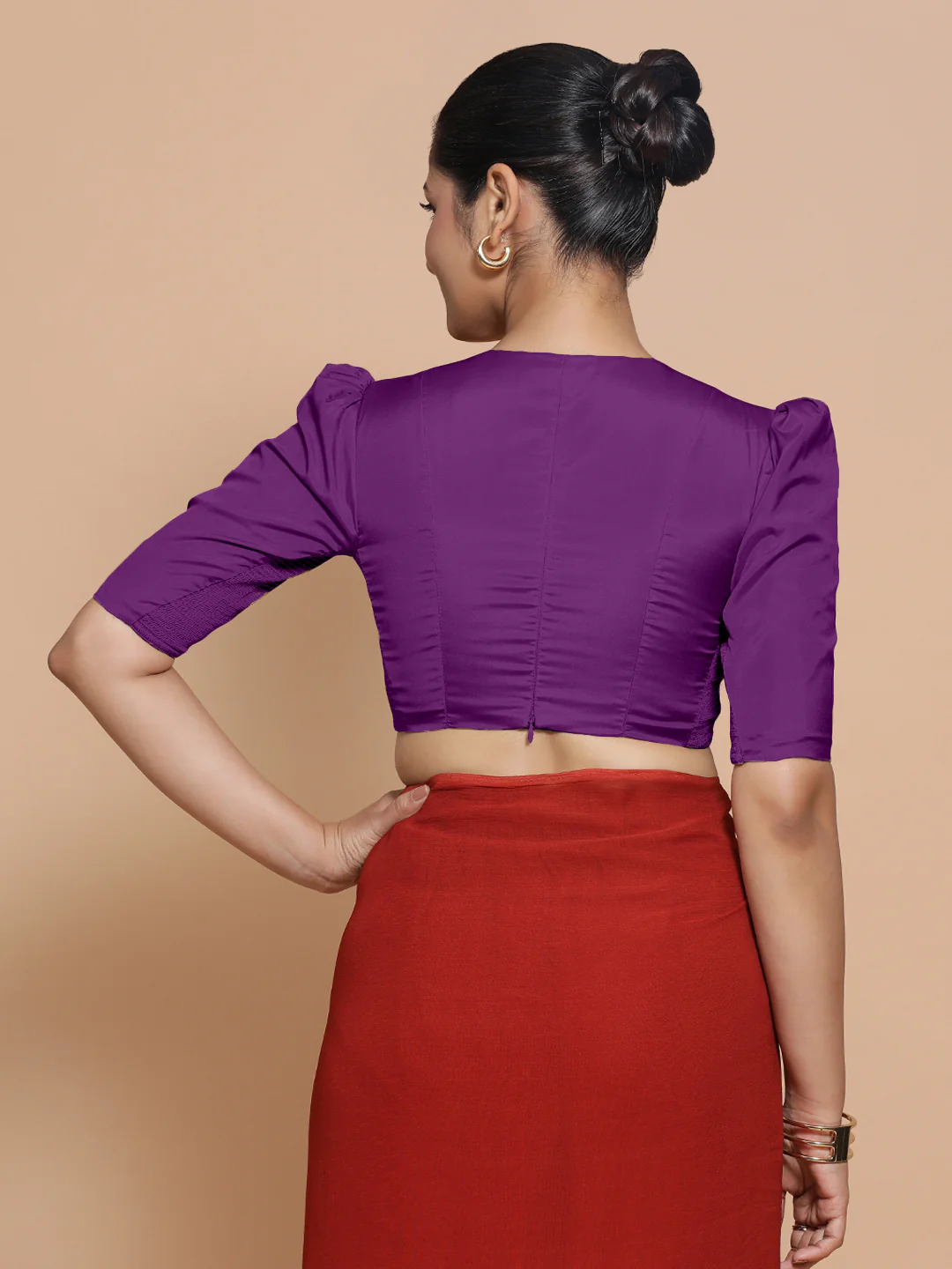 Pavani x Rozaana | Purple Art Silk Saree Blouse - Image 2