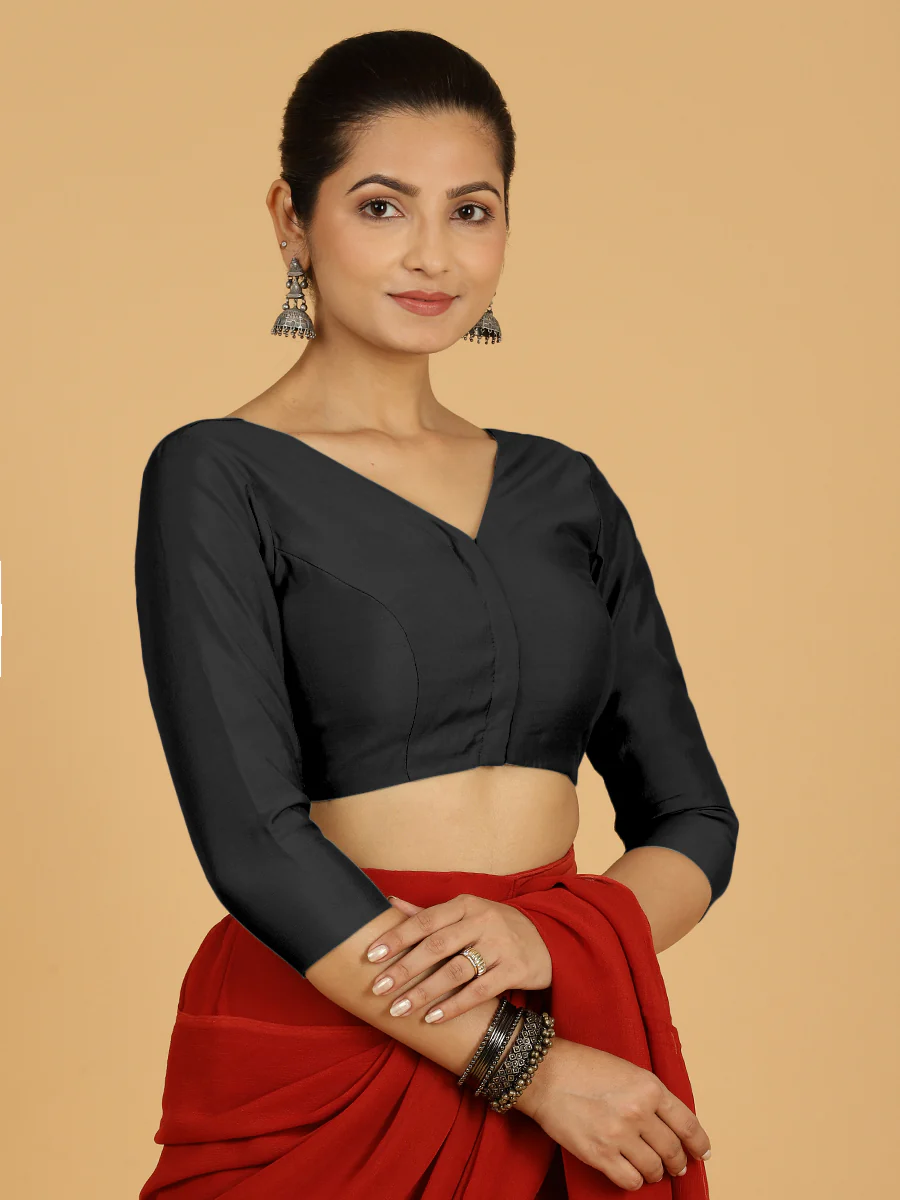 Alia x Rozaana | Saree Blouse in Raven Black