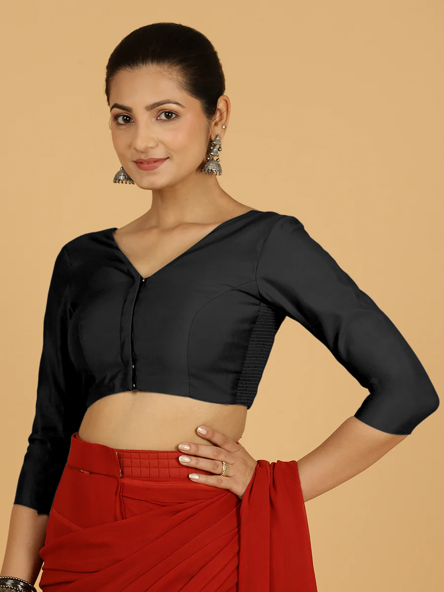 Alia x Rozaana | Saree Blouse in Raven Black - Image 9