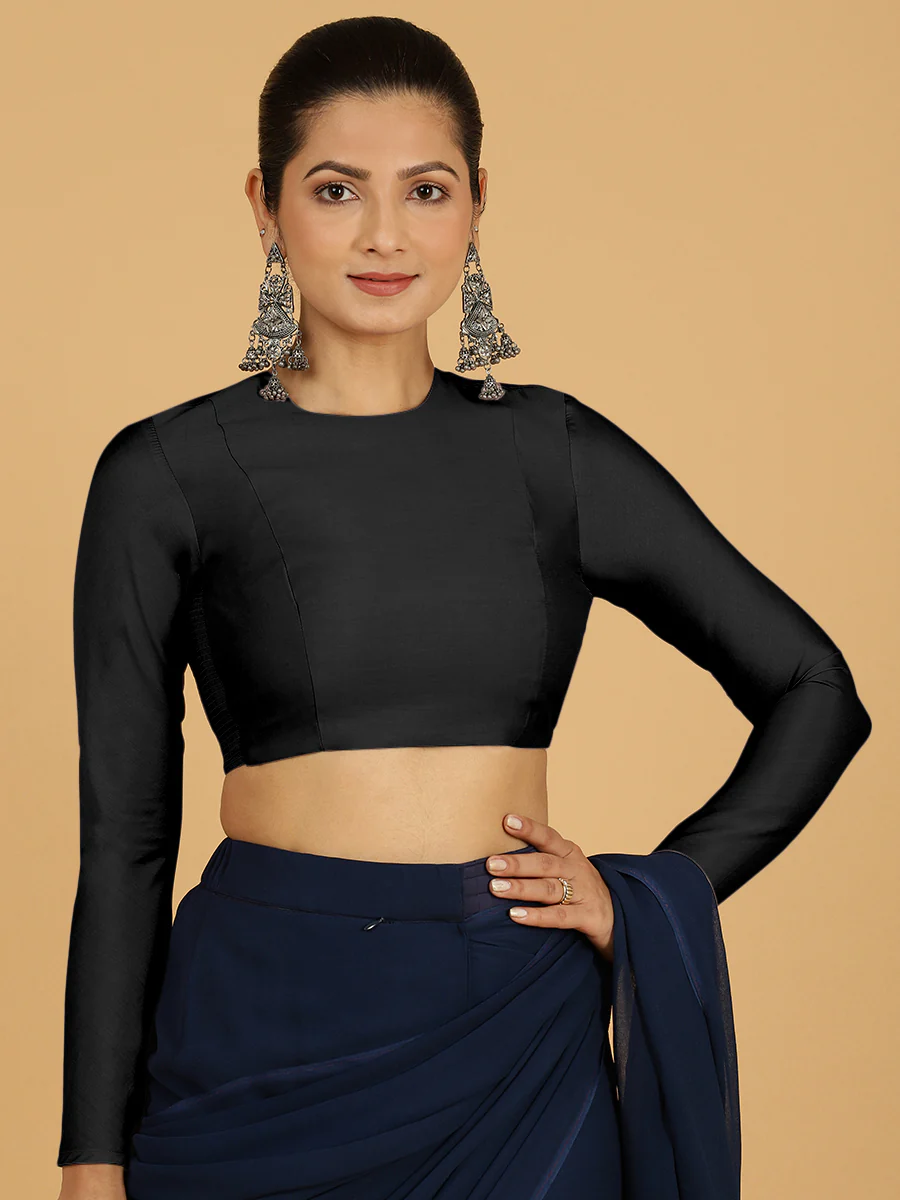 Jaya x Rozaana | Saree Blouse in Raven Black - Image 10