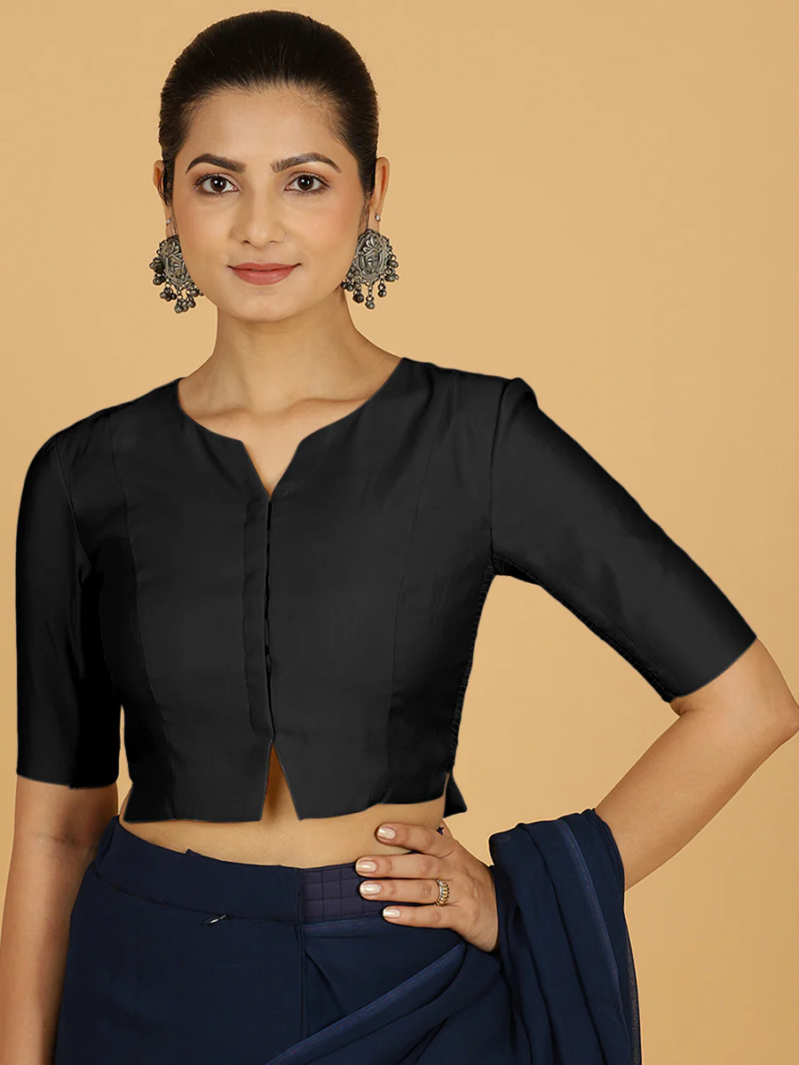 Rekha x Rozaana | Long Saree Blouse in Raven Black - Image 10
