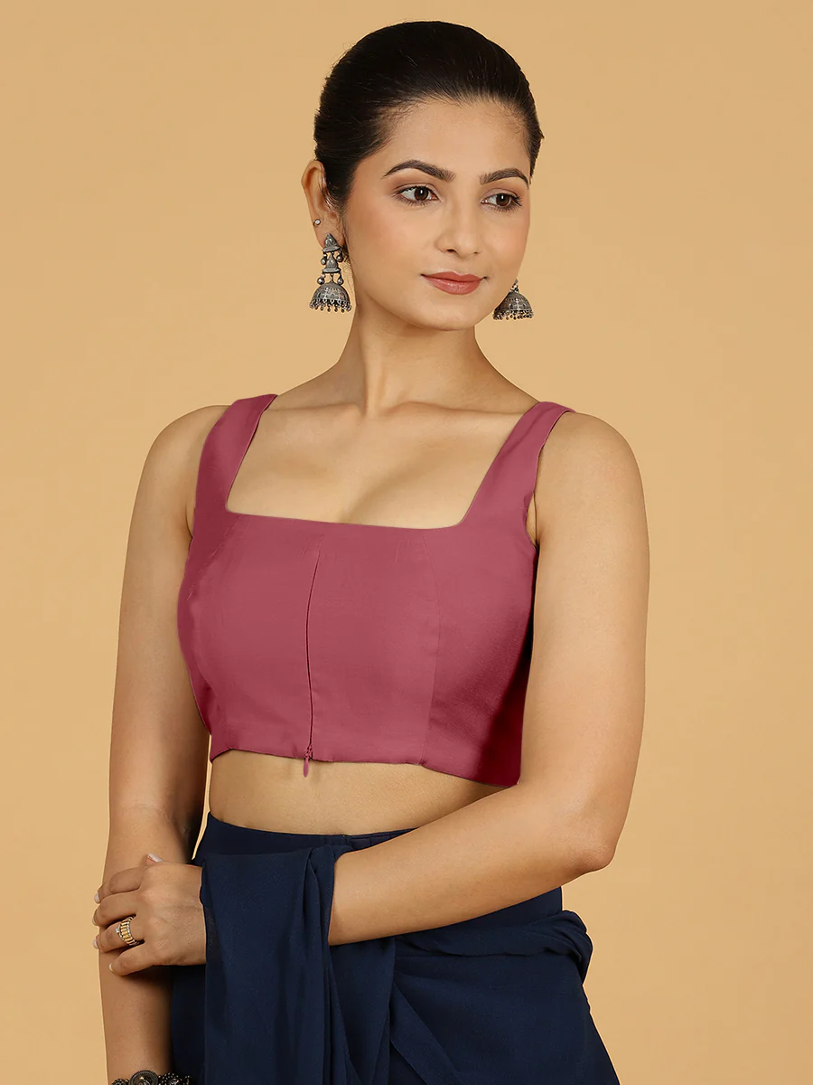 Kasturi x Rozaana | Sleeveless Saree Blouse in Rose Pink - Image 7