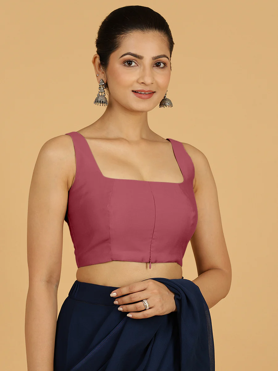 Kasturi x Rozaana | Sleeveless Saree Blouse in Rose Pink - Image 8