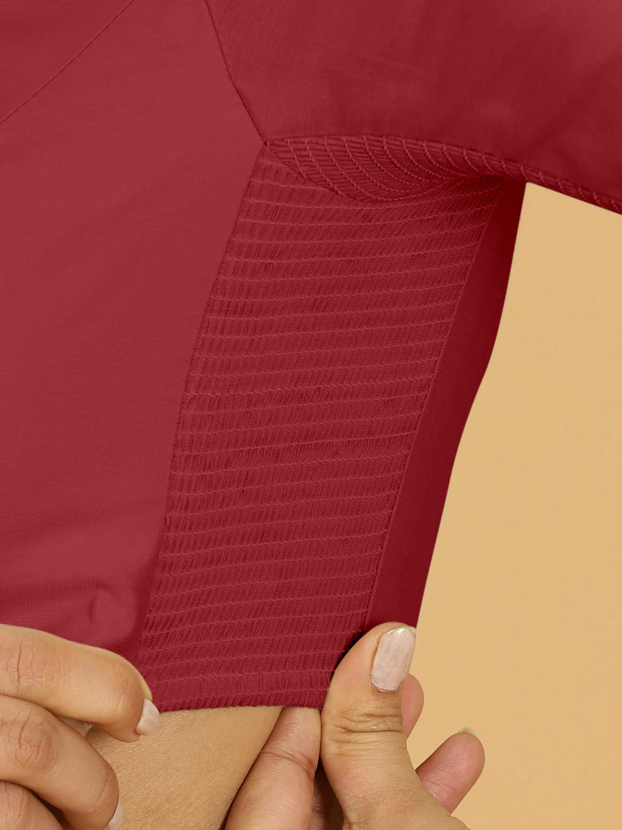 Nidhi x Rozaana | Elbow Sleeves Saree Blouse in Scarlet Red - Image 3