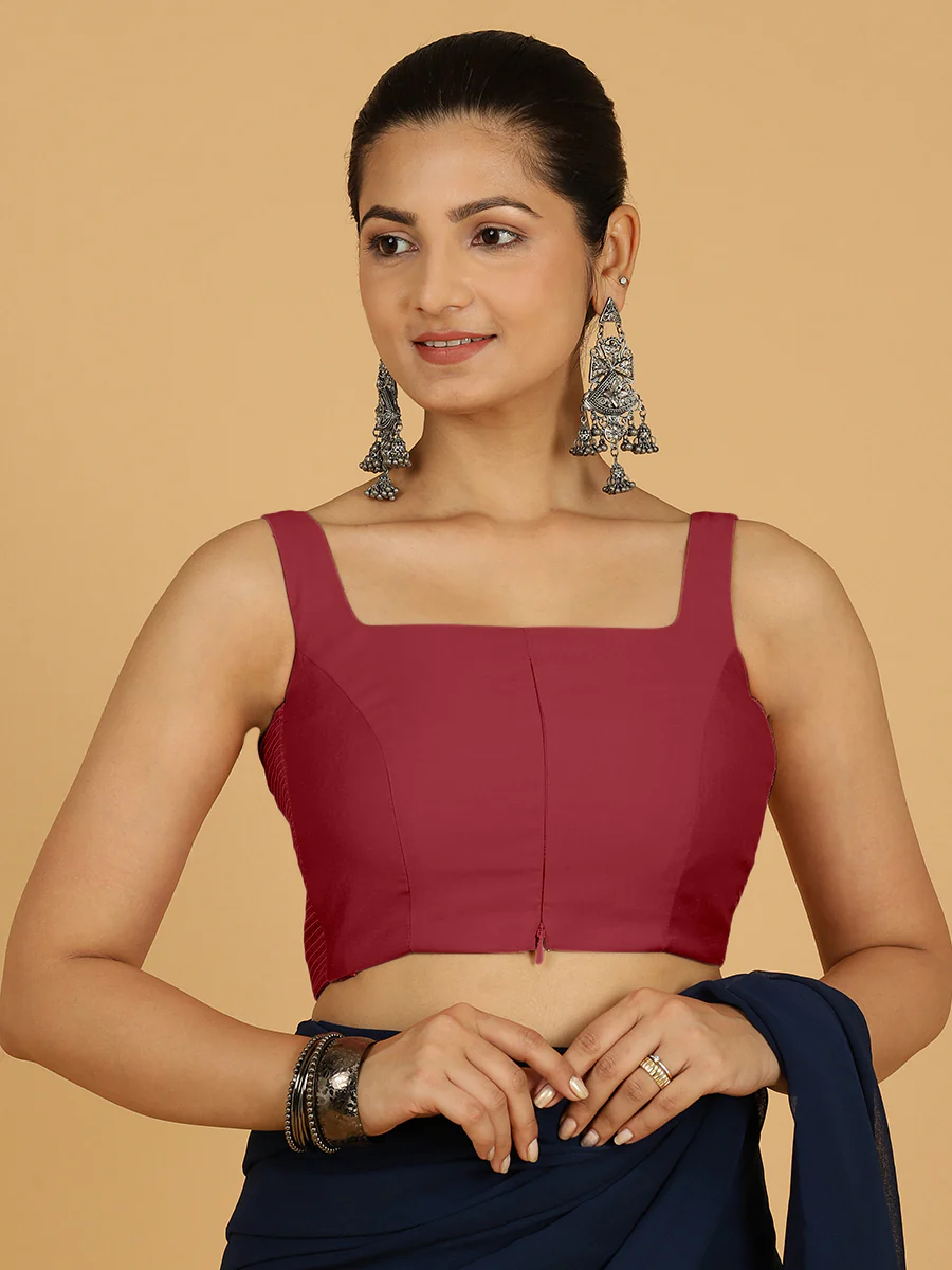 Nirma x Rozaana | Saree Blouse in Scarlet Red - Image 10