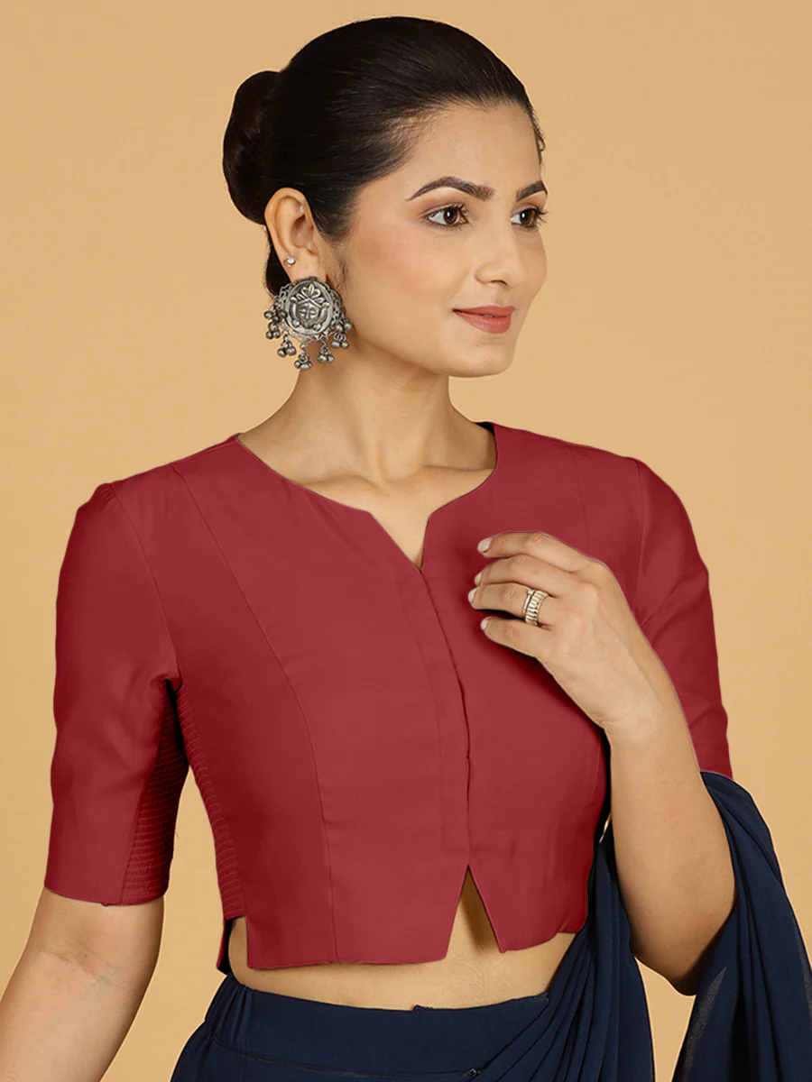 Rekha x Rozaana | Long Saree Blouse in Scarlet Red - Image 7
