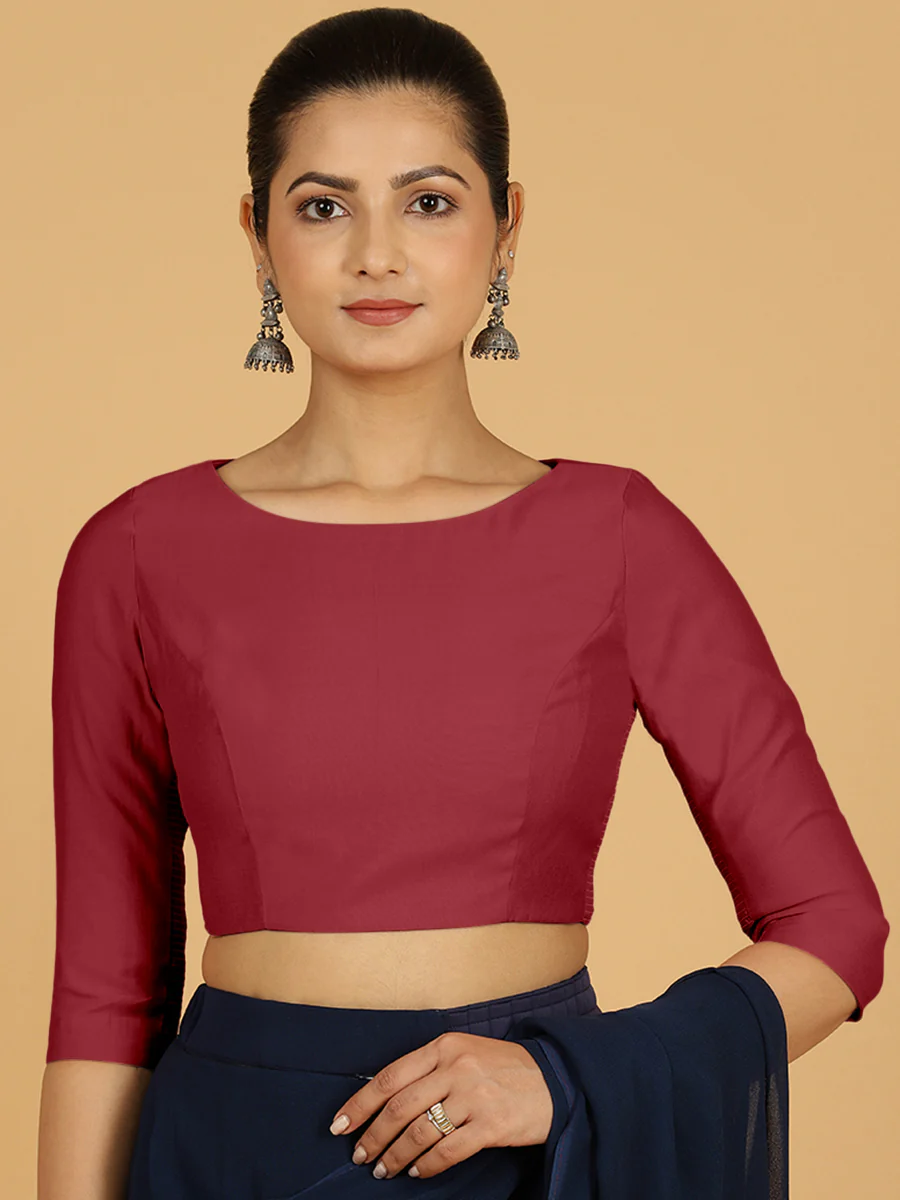 Tamanna x Rozaana | Three Quarter Sleeves Saree Blouse in Scarlet Red - Image 11