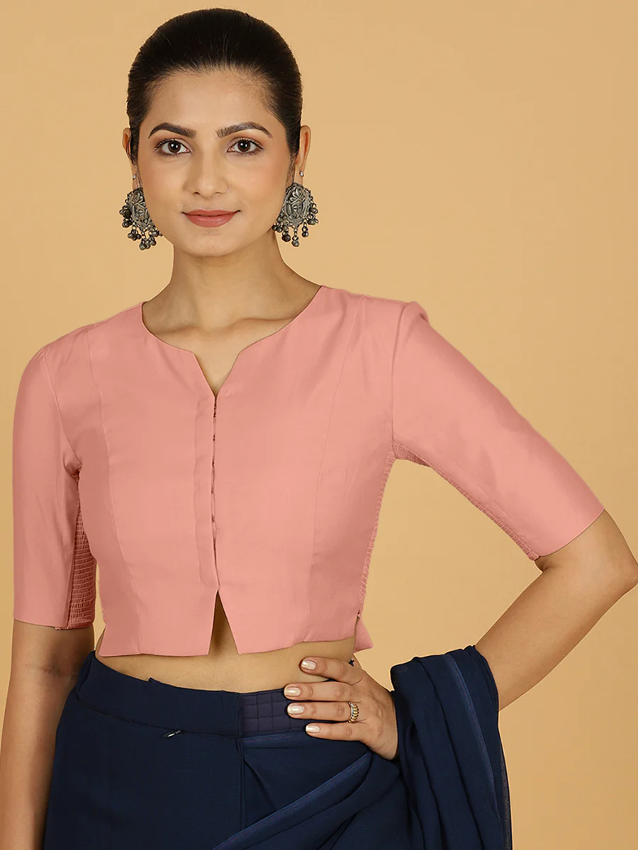 Rekha x Rozaana | Long Saree Blouse in Sea Pink - Image 10