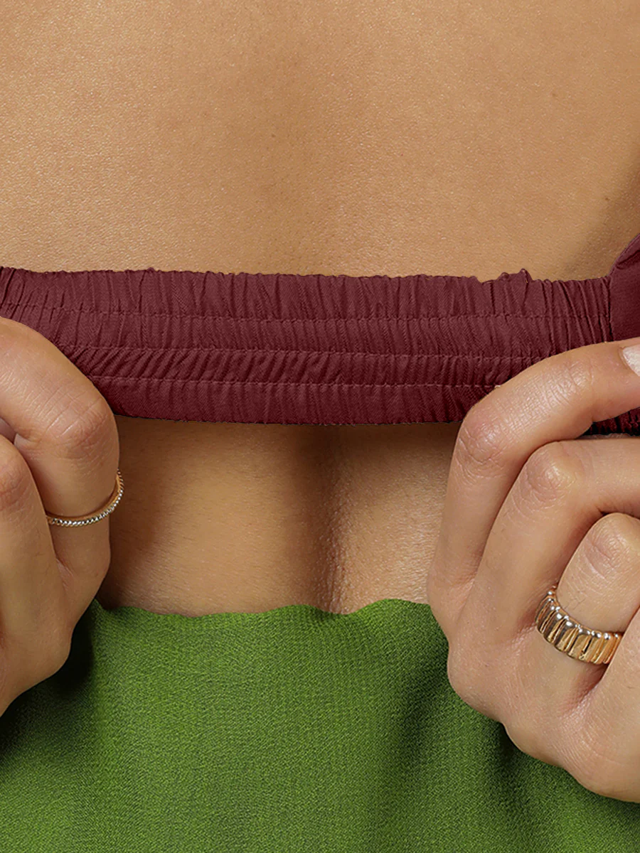 Zeba x Rozaana | Burgundy Sleeveless Saree Blouse w/ FlexiFit™ - Image 3