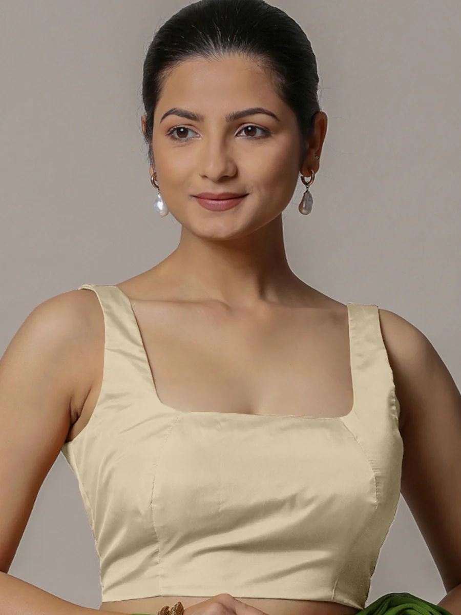 Zeba x Rozaana | Cream Sleeveless Saree Blouse w/ FlexiFit™ - Image 7