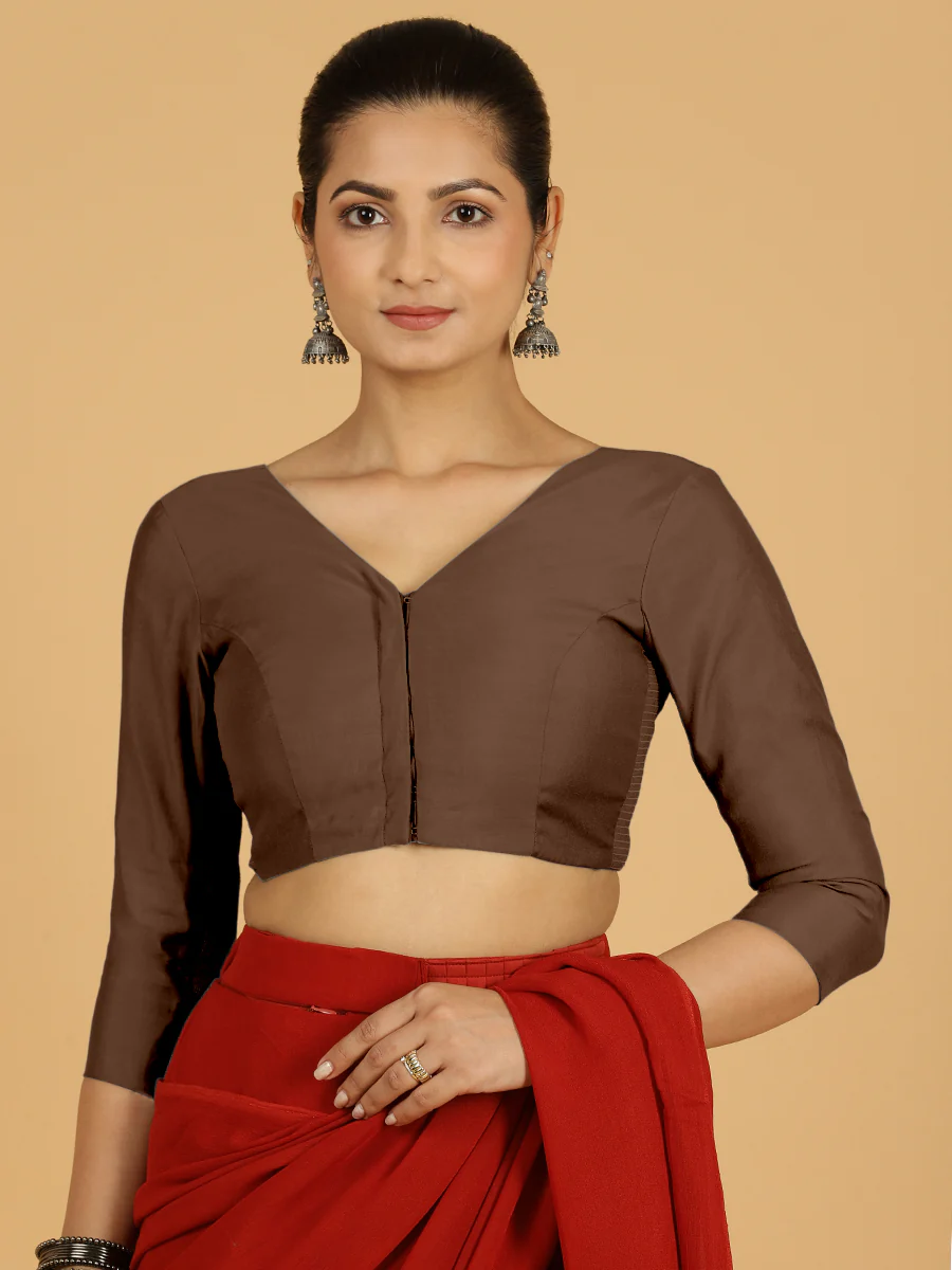 Alia x Rozaana | Saree Blouse in Walnut Brown - Image 11