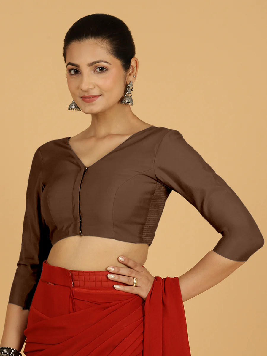 Alia x Rozaana | Saree Blouse in Walnut Brown - Image 9