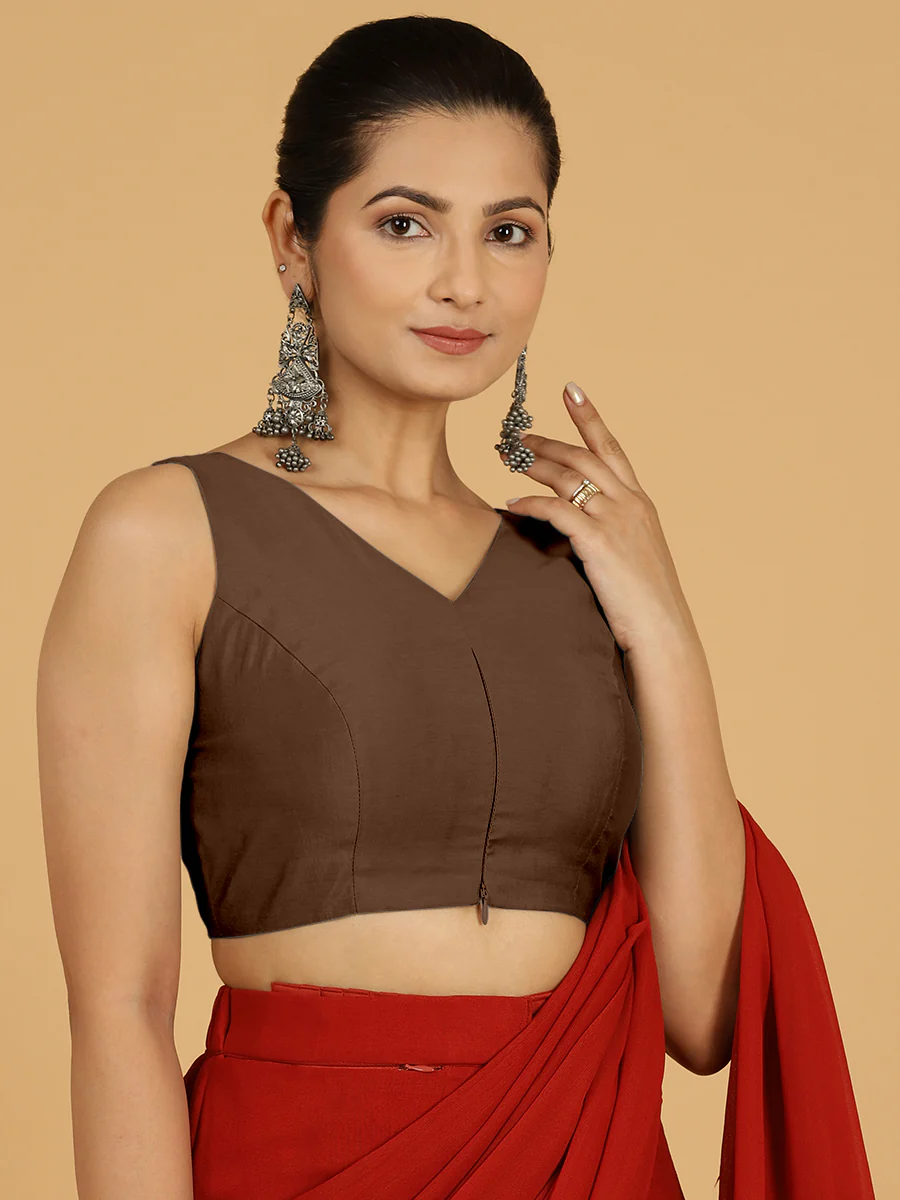 Hema x Rozaana | Saree Blouse in Walnut Brown - Image 8