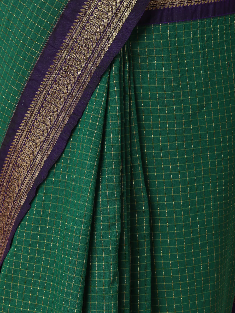 Emerald Green Narayanpet Woven Saree - Image 3