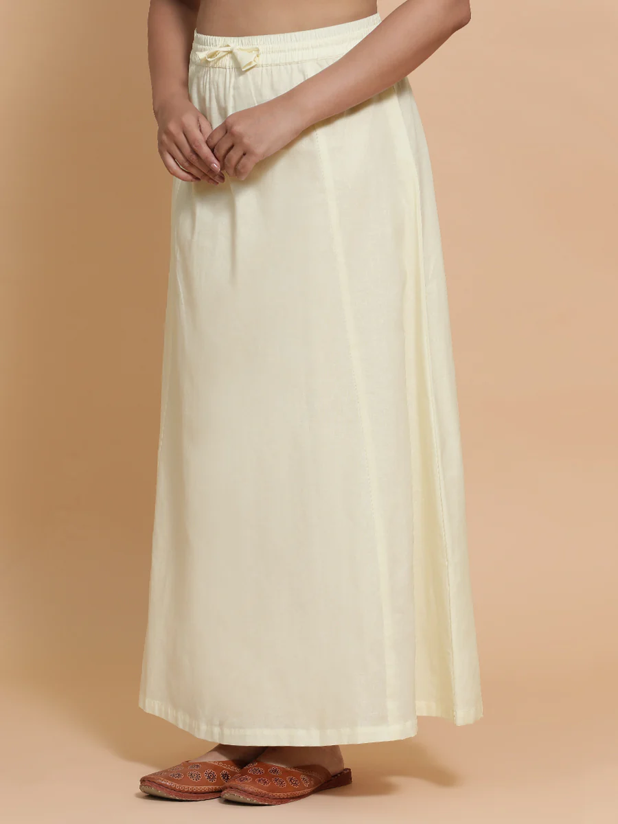 Petticoat/Underskirt for Sarees in Chalk White Linen - Image 6