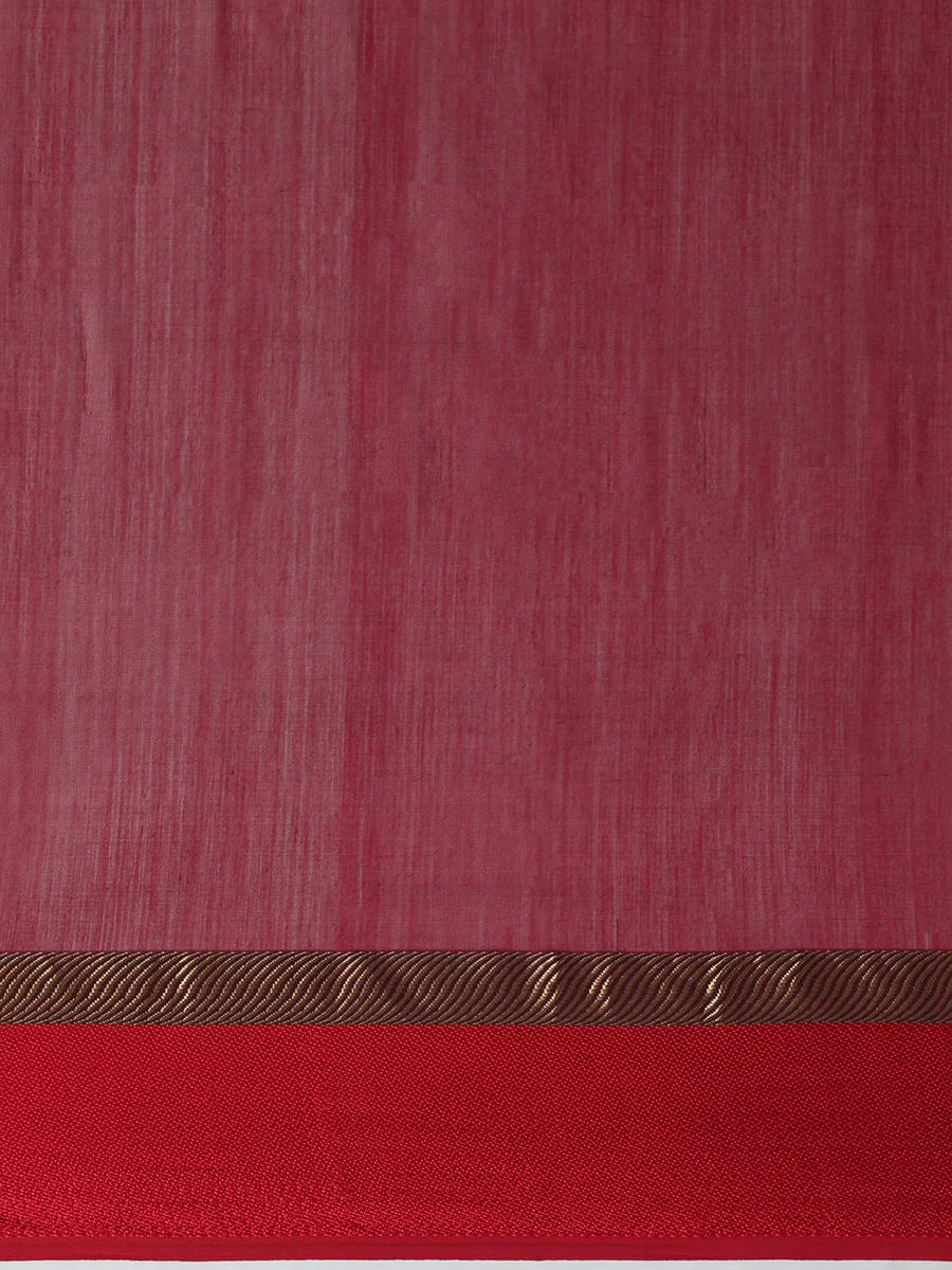 Maheshwari Cotton Silk Deep Purple Saree With Ganga-Jamuna Border - Image 4