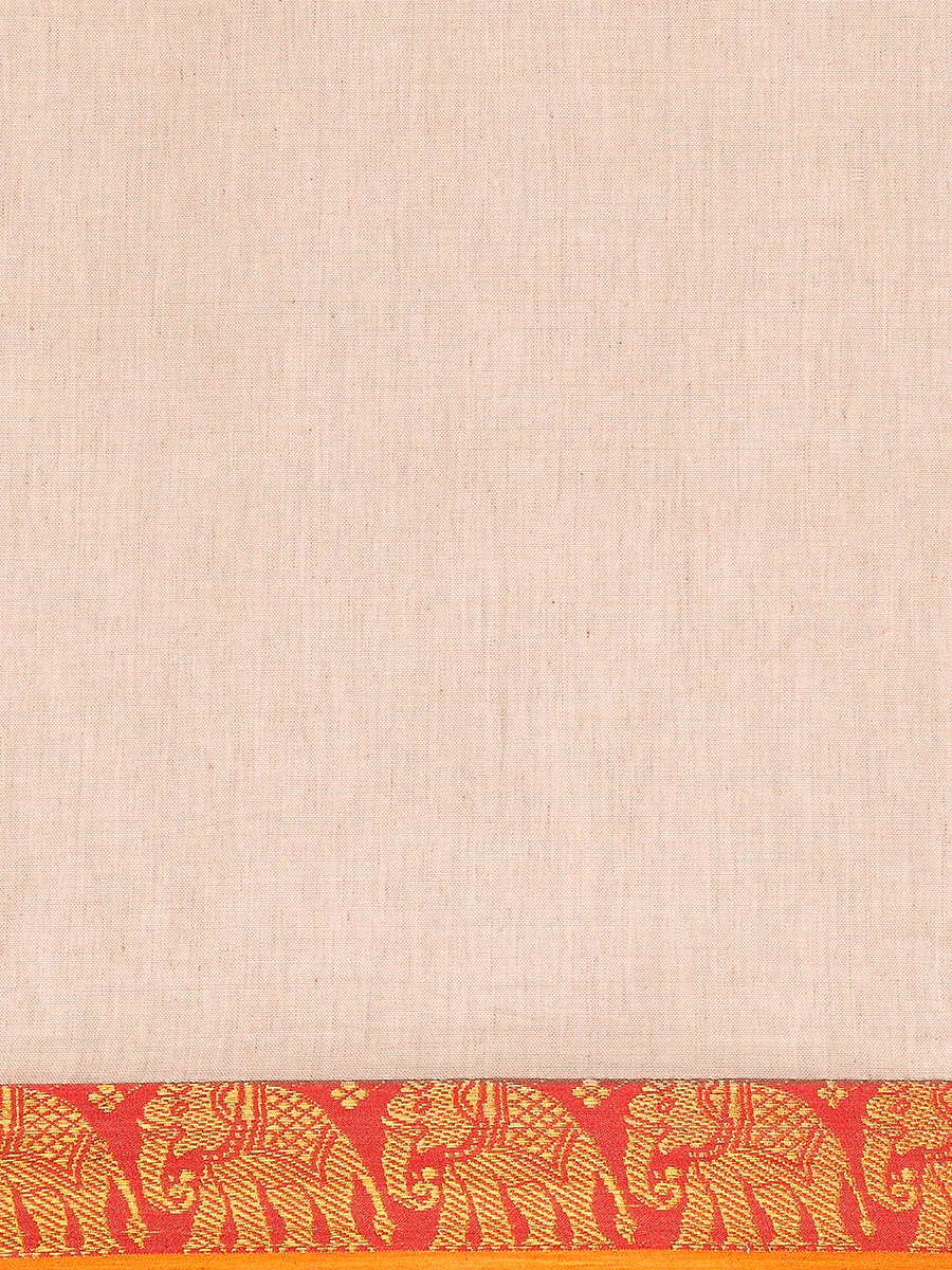 Sand Beige Big Border Handloom Cotton Narayanpet Saree - Image 5