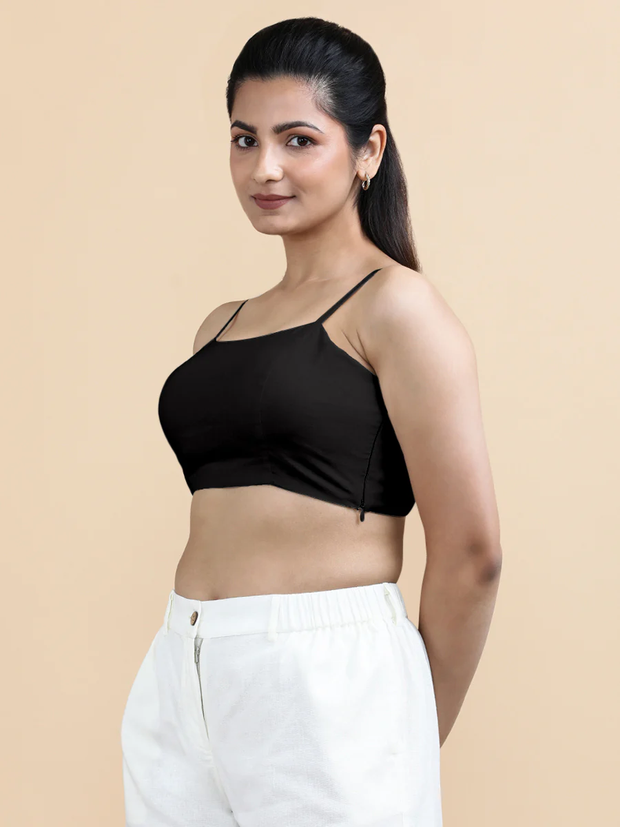 Cara x Soma | Women's Cropped Top in Black Cotton - Image 5