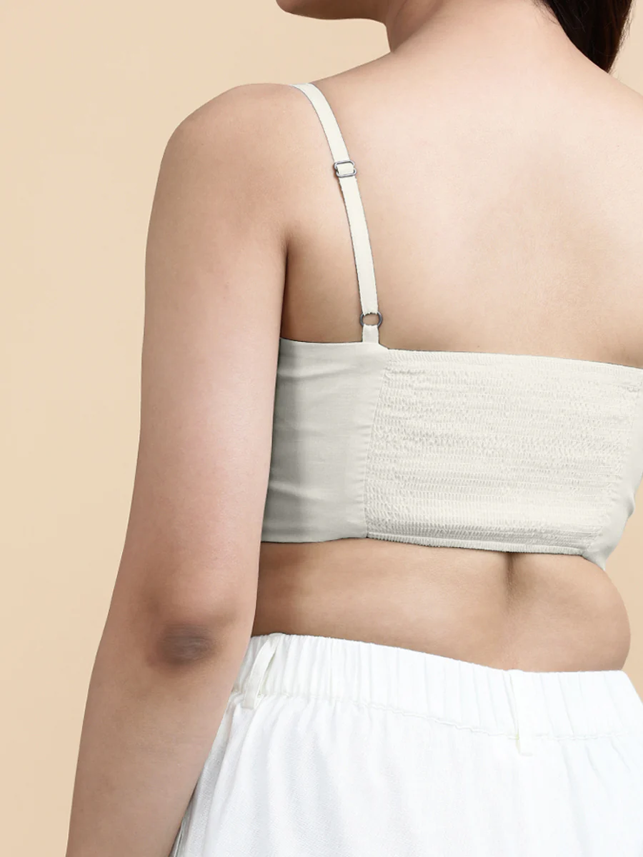 Cara x Soma | Women's Cropped Top in Ivory Mist Cotton - Image 3
