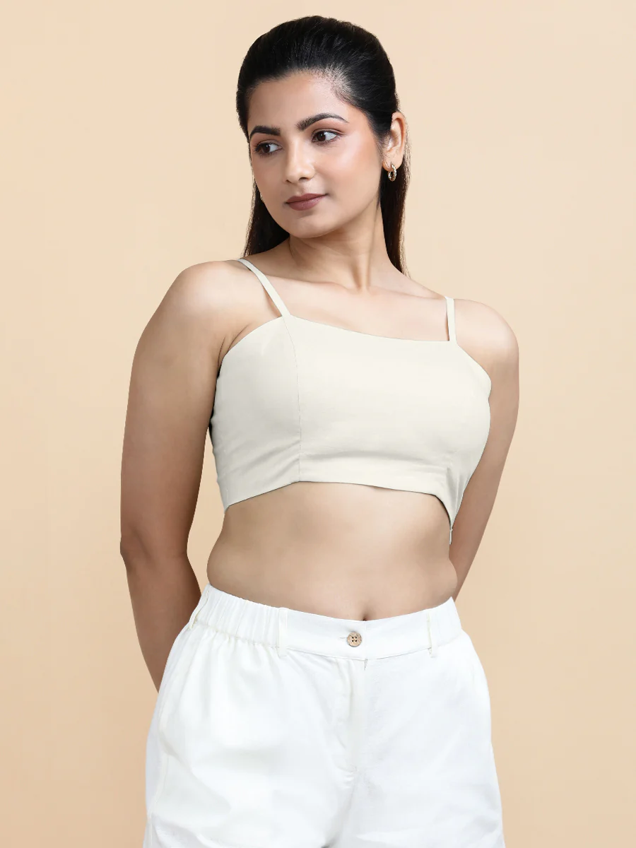Cara x Soma | Women's Cropped Top in Ivory Mist Cotton - Image 4