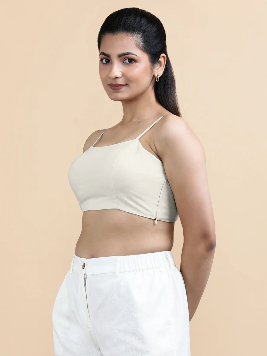 Cara x Soma | Women's Cropped Top in Ivory Mist Cotton - Image 5