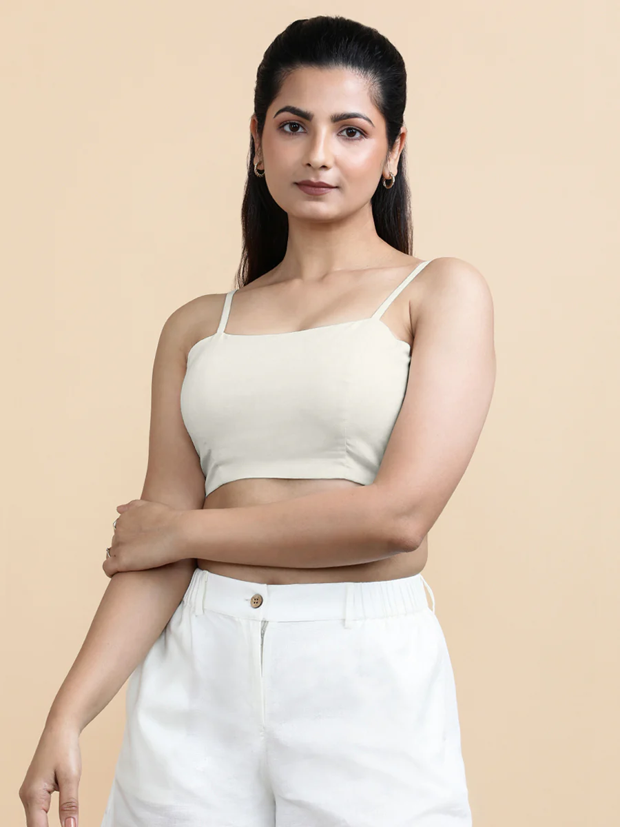 Cara x Soma | Women's Cropped Top in Ivory Mist Cotton - Image 6