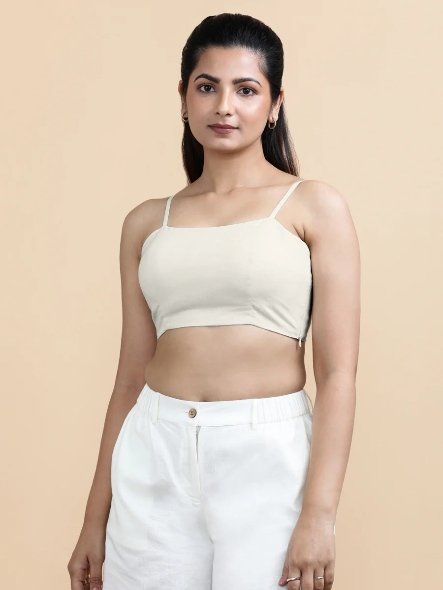 Cara x Soma | Women's Cropped Top in Ivory Mist Cotton - Image 7